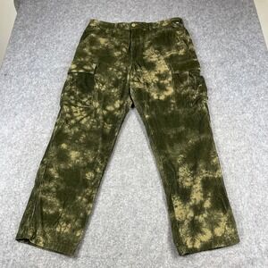 Vans Corduroy Loose Tapered Tie Dye Cargo Pants Mens 34 Olive Green